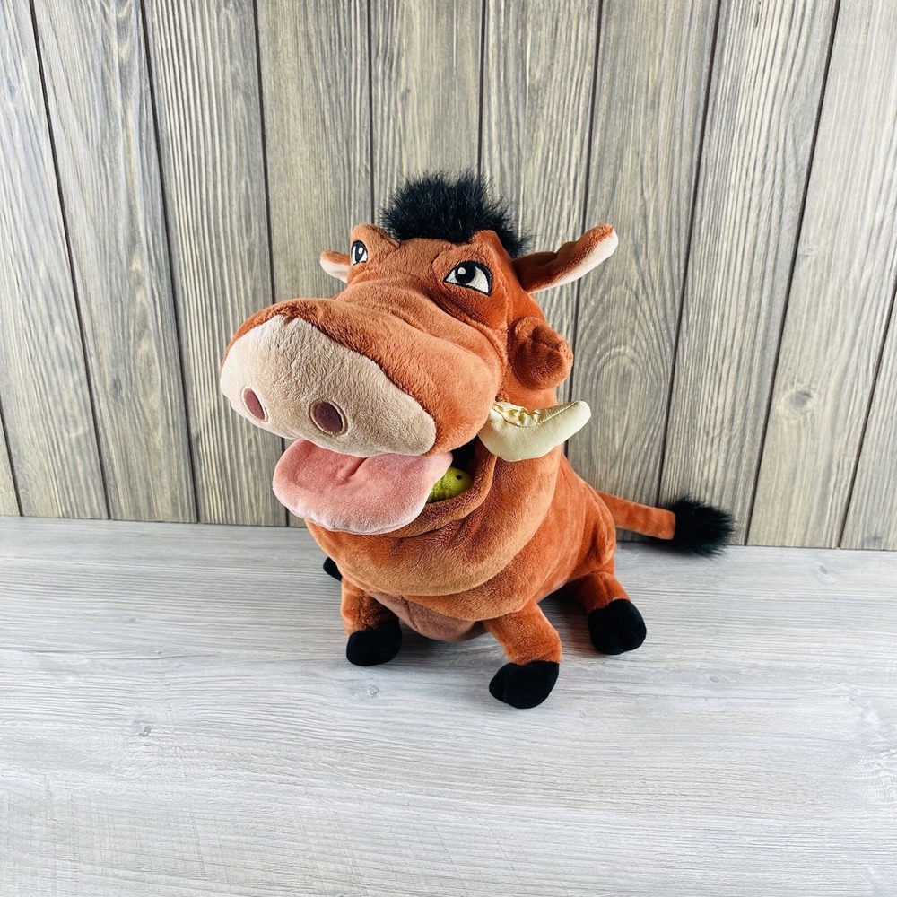 Disney Store The Lion King Pumbaa Plush Stuffed Animal Toy Grub Bugs 14" Inch